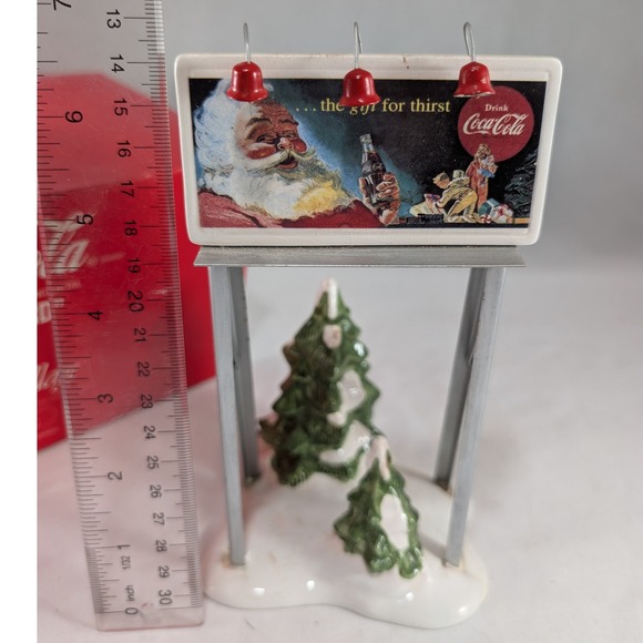 Coca Cola Snow Village Handpainted Ceramic Metal Billboard Accessory 54810 - Picture 3 of 6